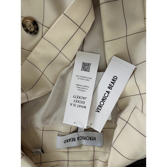 NWT $748 Veronica Beard Charleston Dickey Jacket Size 6 Plaid Ecru/ Deep Ochre - Picture 10 of 10